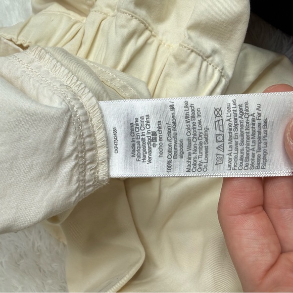 Madewell Cream Cotton Utility Cargo Pants Elastic Waist Women’s Medium - Picture 7 of 11